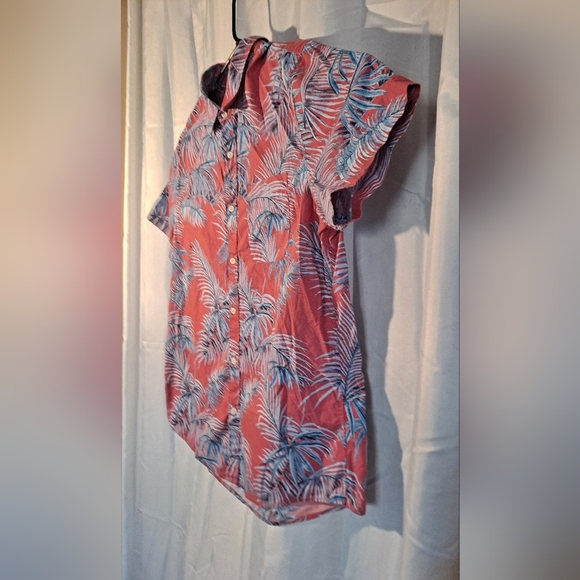 American Eagle Hawaiian Short Sleeve Button up men's shirt size XL Red & Blue - Picture 2 of 9